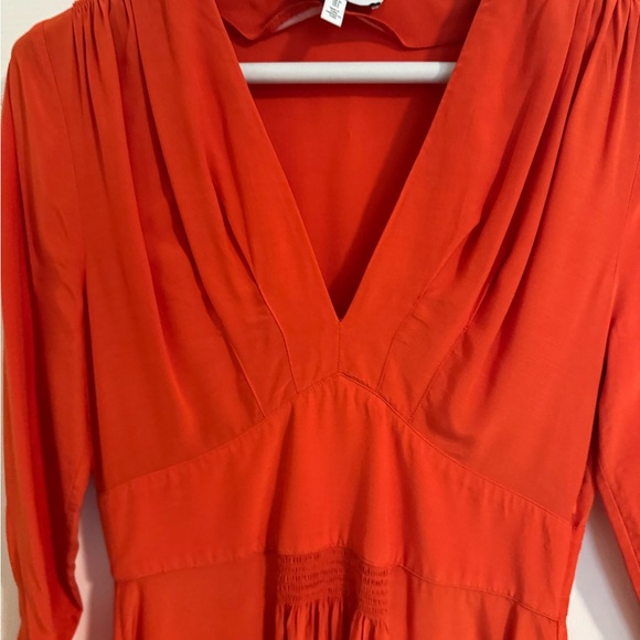 Paris Atelier & Other Stories Orange Midi V Neck Dress - Picture 12 of 12